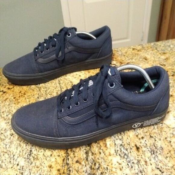 RARE VANS W Print Old Skool Blue Canvas Sneakers Midnight Navy 12 Skateboarding - Picture 1 of 12